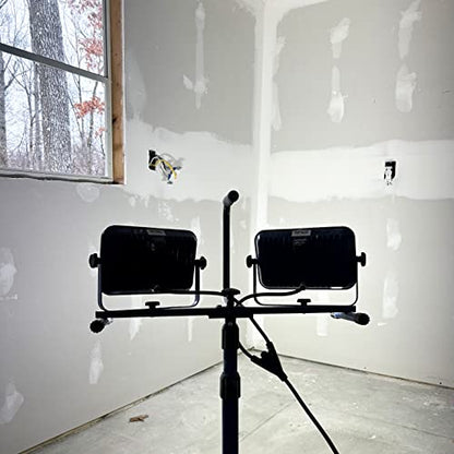 SFEG 13,000 Lumen Dual Head LED Work Light with All Metal 70.5" Telescoping Tripod Stand, 9ft Power Cord