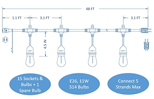 SFEG Indoor/Outdoor String Lights - Edison Bulb